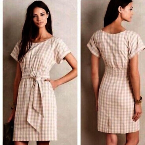 HD in Paris Dresses & Skirts - HD in Paris Anthropologie Ribboned Poplin Sheath Gingham Dress Size 2